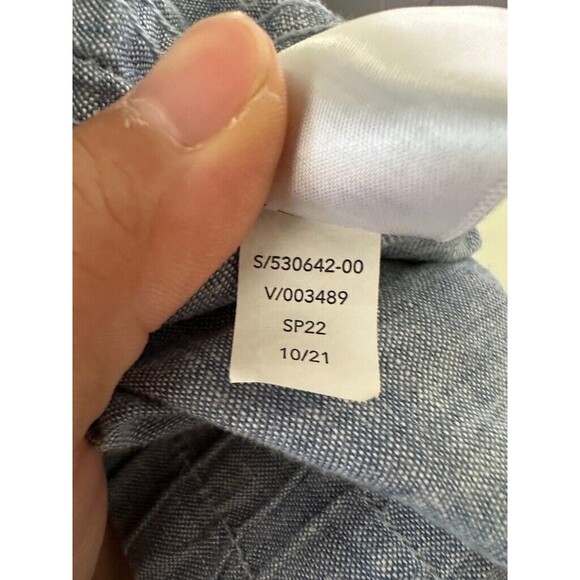 Athleta Cabo Linen Jogger Pants Tapered Drawstring Chambray Blue Women's Size 14 - Picture 8 of 8